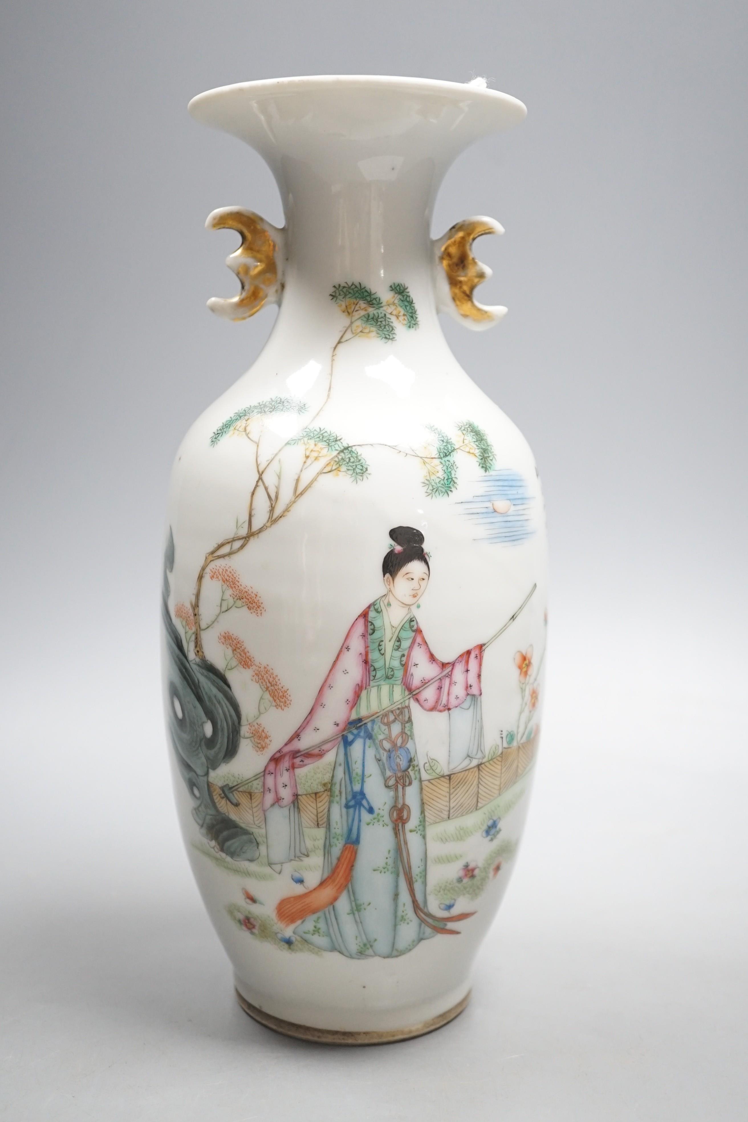 A Chinese famille rose fencai vase, Republic period